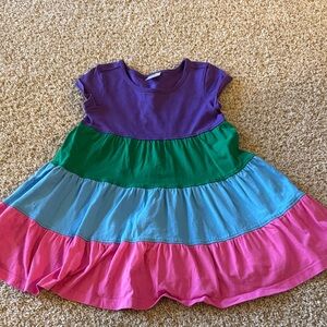 Hanna Andersson Colorblock Tiered Girls' Dress Purple, Green, Blue & Pink size 3